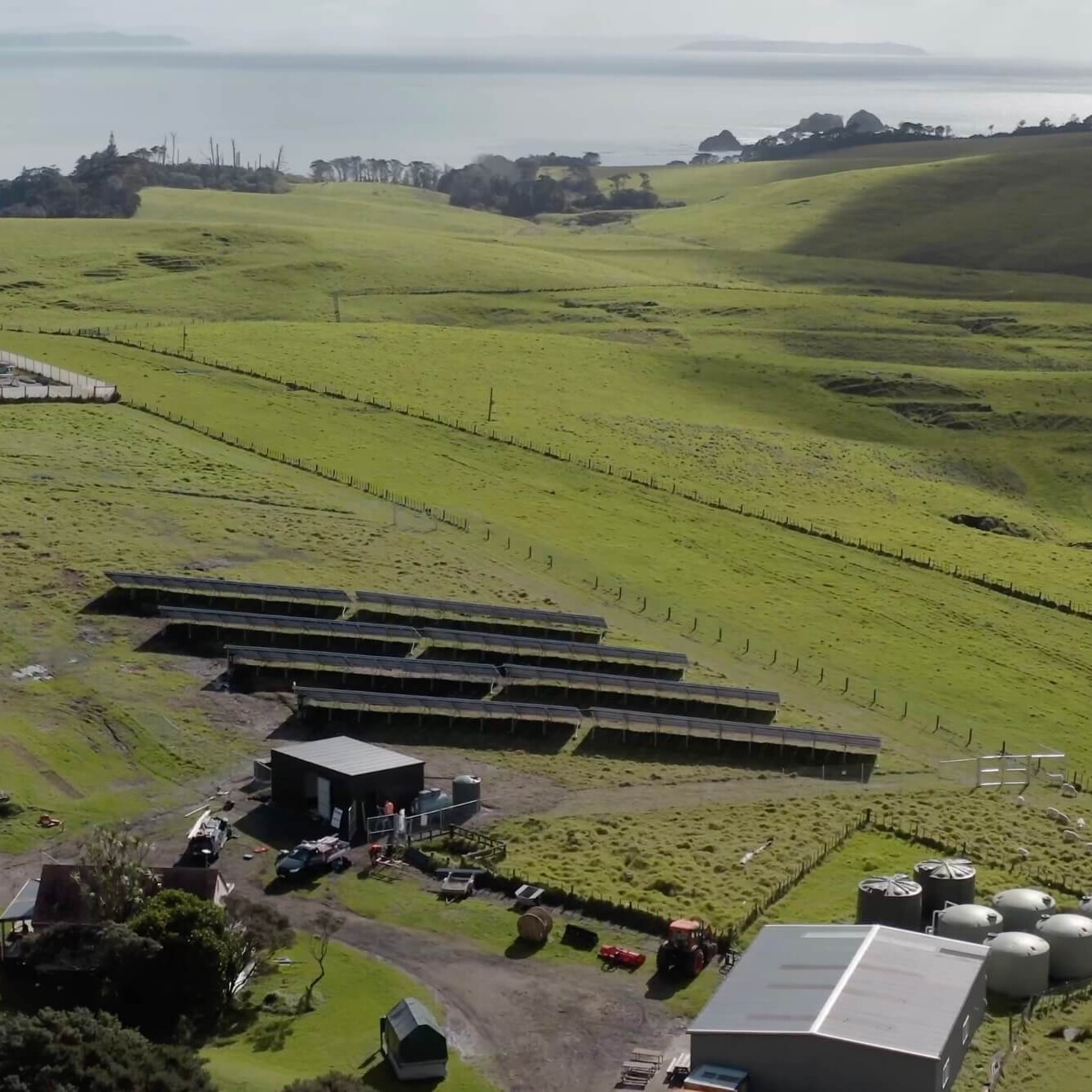 Drone shot of the Solar system on Motupatu Island